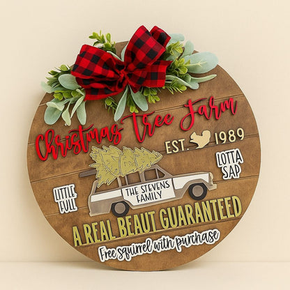 Personalized wooden door hanger with custom name for seasonal entryway display