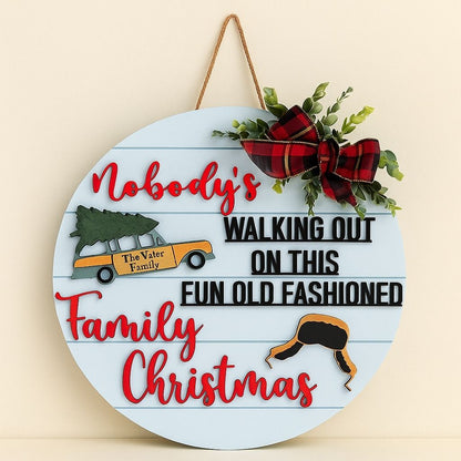 Holiday wooden door sign with festive design for custom front door display