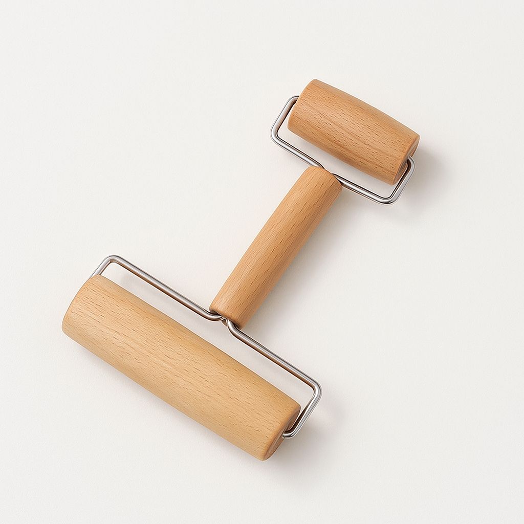 Beechwood dual head rolling pin for pizza dough and pancake preparation, wooden kitchen baking tool