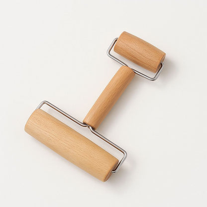 Beechwood dual head rolling pin for pizza dough and pancake preparation, wooden kitchen baking tool