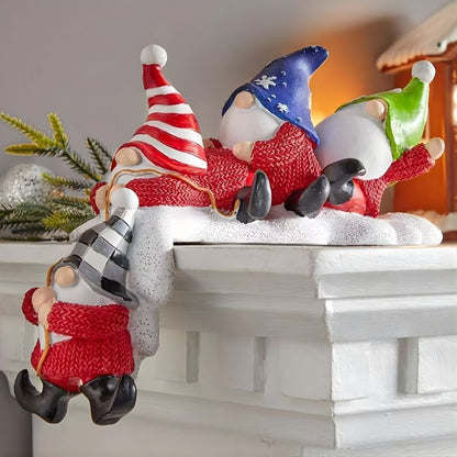 Holiday dwarf statue with red cap and white beard handcrafted in resin material