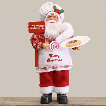 Full body Santa figurine on white background showing complete holiday outfit details