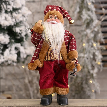 Holiday Santa Claus figurine head detail with textured beard and festive cap
