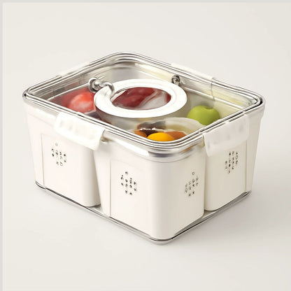 Eco-friendly borosilicate glass storage jar with bamboo wood lid, perfect for fresh food preservation