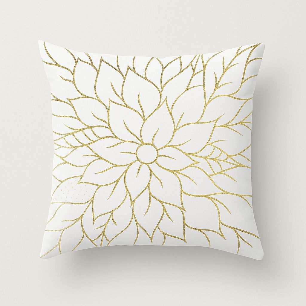 Gold geometric throw pillow cover featuring metallic accents, modern decorative cushion for home styling