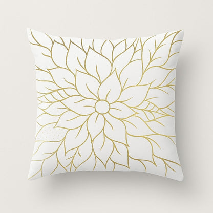 Gold geometric throw pillow cover featuring metallic accents, modern decorative cushion for home styling