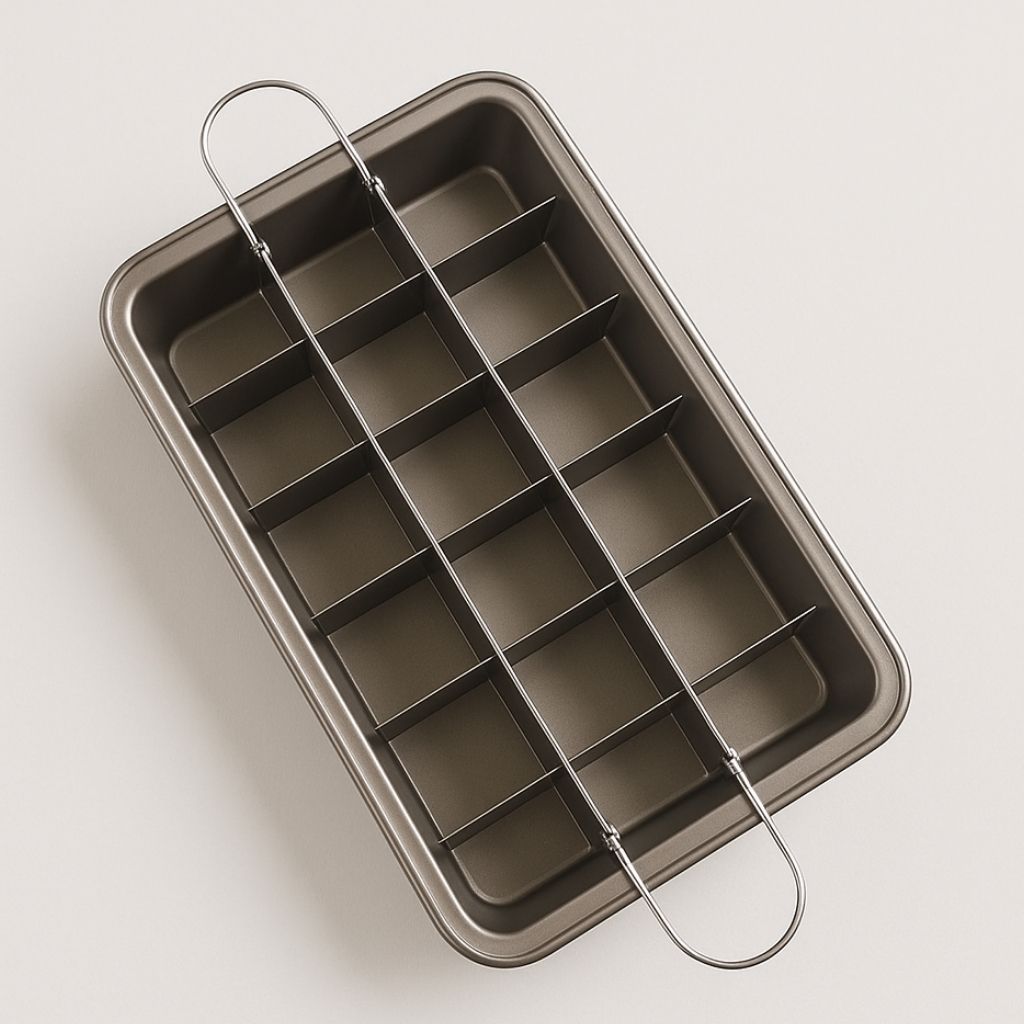  Carbon steel brownie baking pan with nonstick coating and removable divider for perfect square brownies