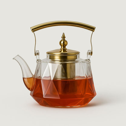 Heat resistant glass teapot with stainless steel infuser 1000ml capacity for loose leaf tea brewing
