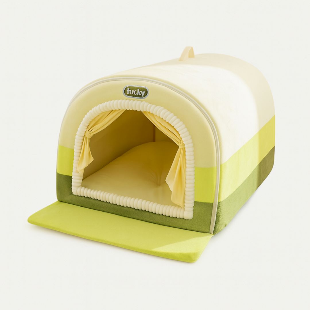 Plush velvet pet house with soft cotton interior and sponge padding for maximum comfort