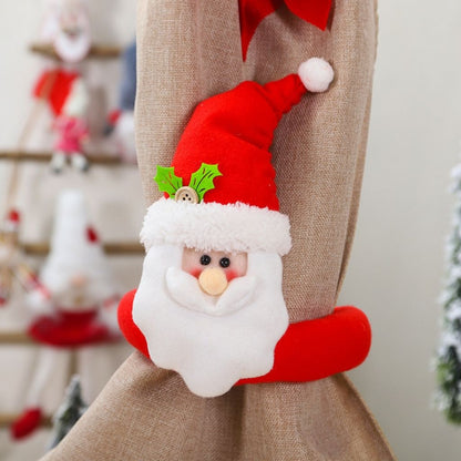 Festive curtain decoration featuring soft cloth body and adjustable arms
