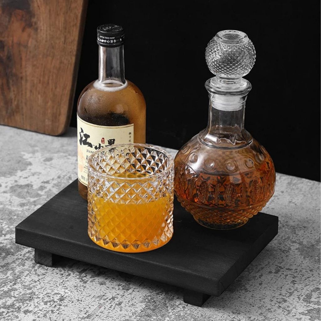 Wooden bathroom tray with smooth finish and raised feet for compact vanity organizer storage
