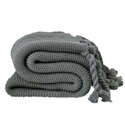 Chloe Twist Tassel Cotton Knit Blanket Inovessa