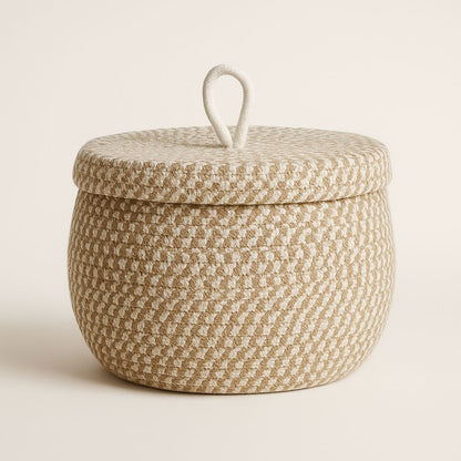 Lang Neutral Weave Storage Basket in Beige color
