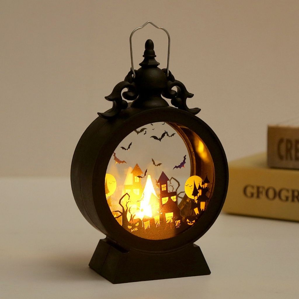 LED Halloween lantern 36W bright illumination with detailed themed cutouts for festive home decorating