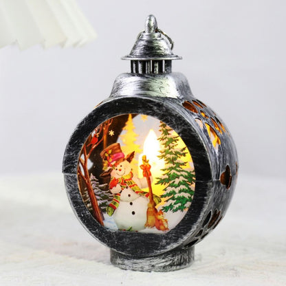 Compact LED Christmas lantern showing molded frame and illuminated festive display