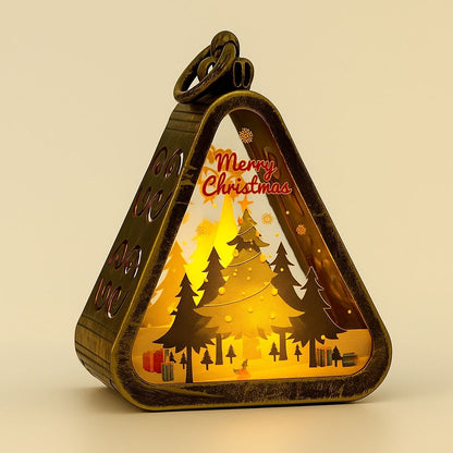 Triangle candle holder with black metal frame and glass inserts