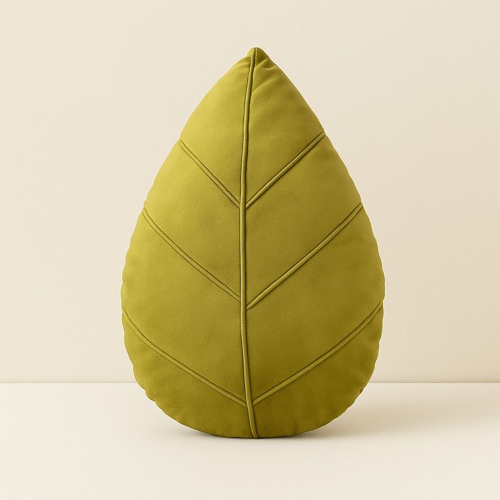 Botanical leaf pillow soft green decorative cushion with realistic vein texture for home accent