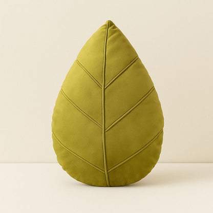 Botanical leaf pillow soft green decorative cushion with realistic vein texture for home accent