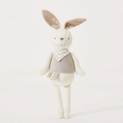 Soft plush bunny toy with floppy ears and decorative scarf, perfect baby stuffed animal for infants 0-3 years