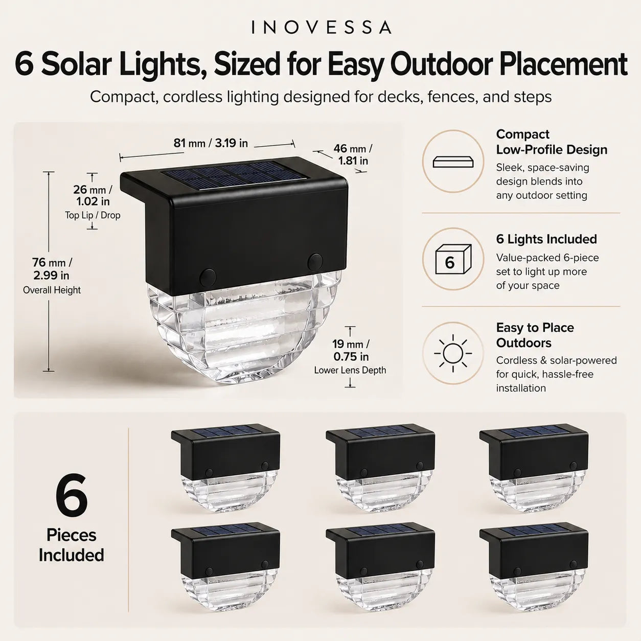 Lumira Solar Deck & Fence Lights (6-Pack)