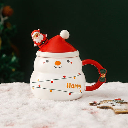 Ceramic drink mug with raised Santa ornament and printed message, casual fit for adults.