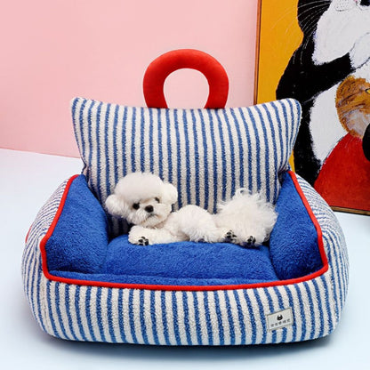 Plush dog bed with warm fleece fabric for cold weather comfort