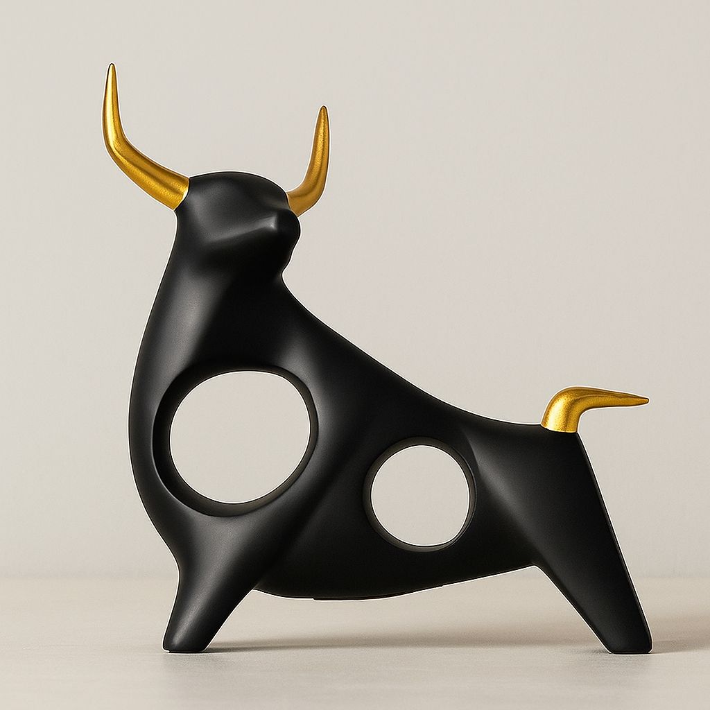 Noir Aureum Resin Bull Sculpture