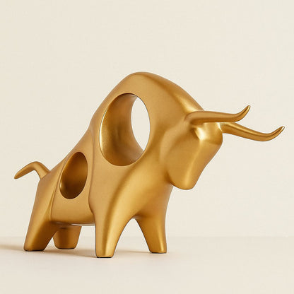 Noir Aureum Resin Bull Sculpture