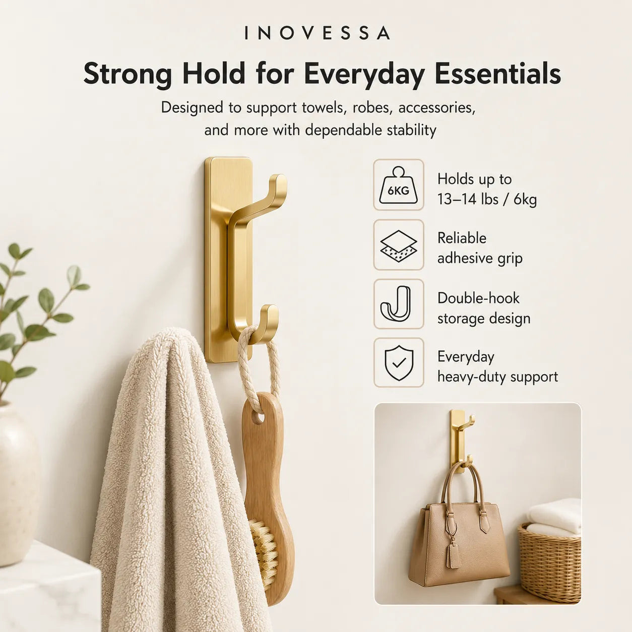 Novera Stainless Steel Adhesive Hooks