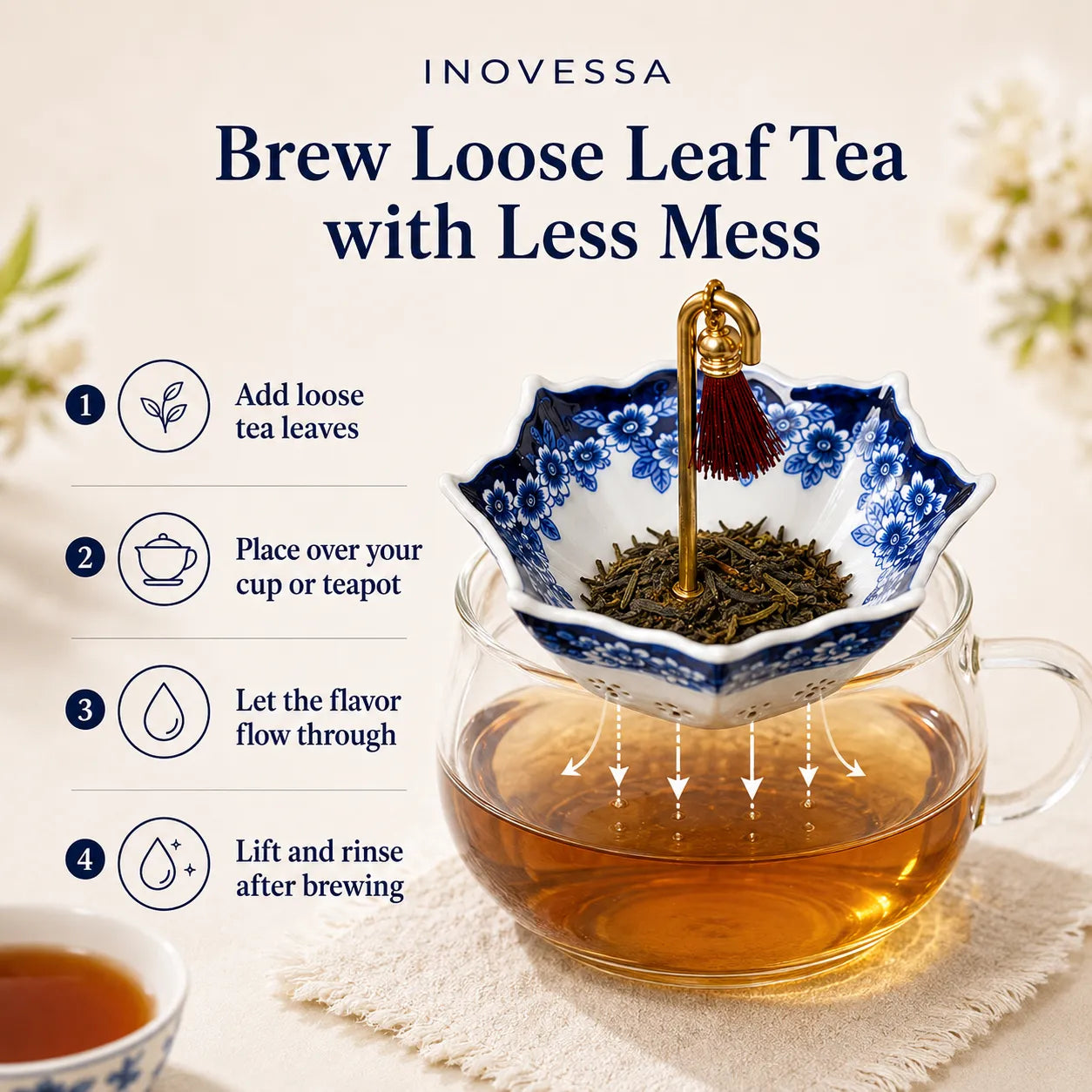 Umbrella Rotating Ceramic Tea Strainer