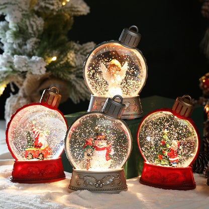 LED snow globe with winter scene perfect for mantel or shelf display