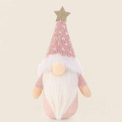 Cozy gnome figure ornament with faux beard and standing base for shelf display