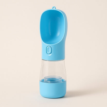 Compact 258ml pet water bottle measuring 25.5cm, perfect for travel and daily walks with pets