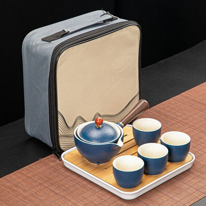 Portable ceramic tea set retro style teapot and cups perfect for tea gifting