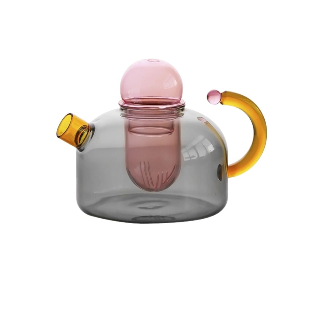  High quality glass teapot construction with durable colorful design, built for reliable tea brewing