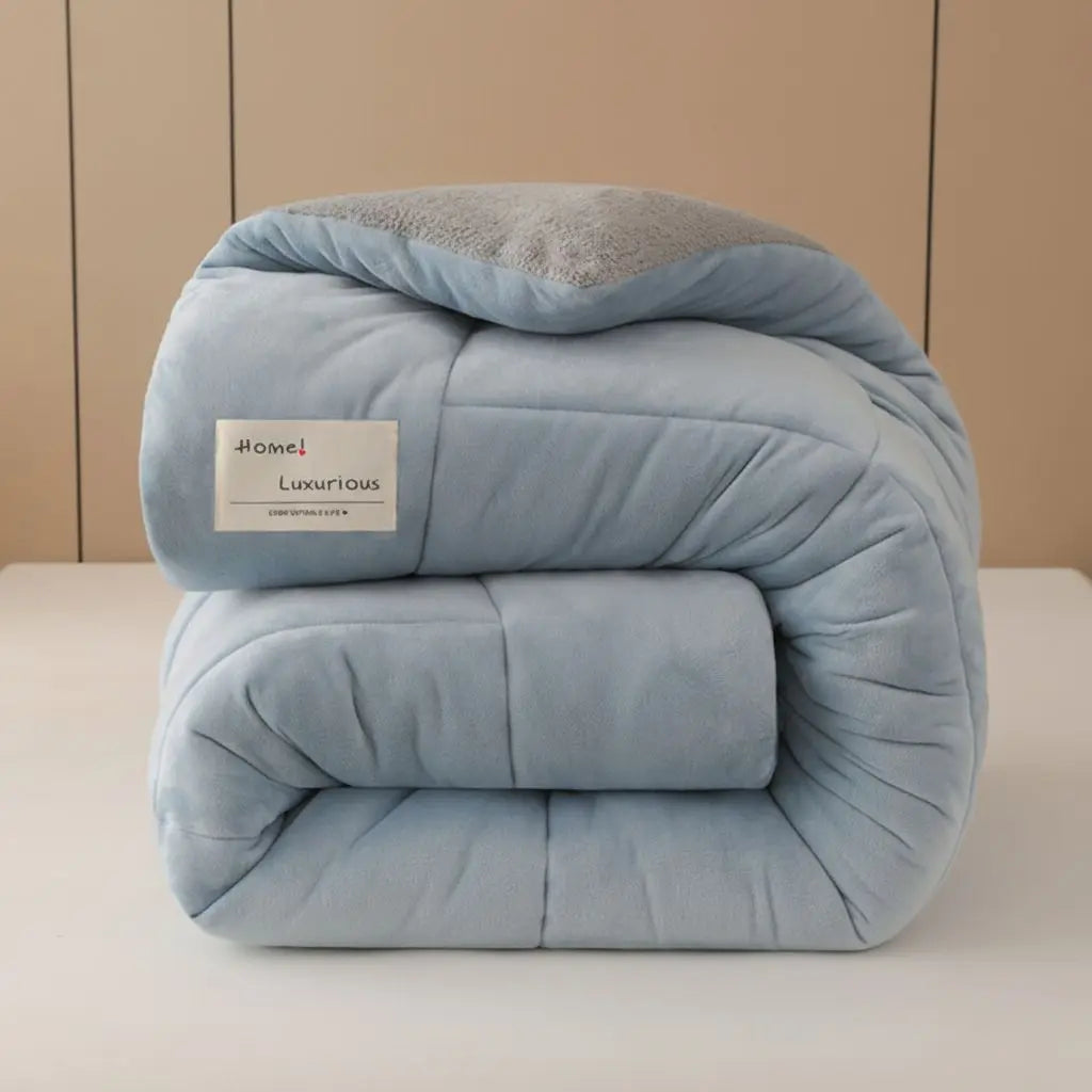 Plush velvet quilt corner detail showing quilted construction and fabric quality