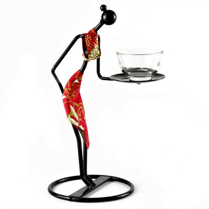 Iron tea ceremony figure on decorative stand for Asian tea room display