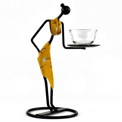 Kung fu tea ceremony decor with iron figure and glass teacup for table display