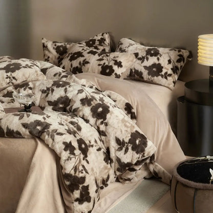 Plush bedding featuring detailed floral pattern from Isabella bunny collection for home decor