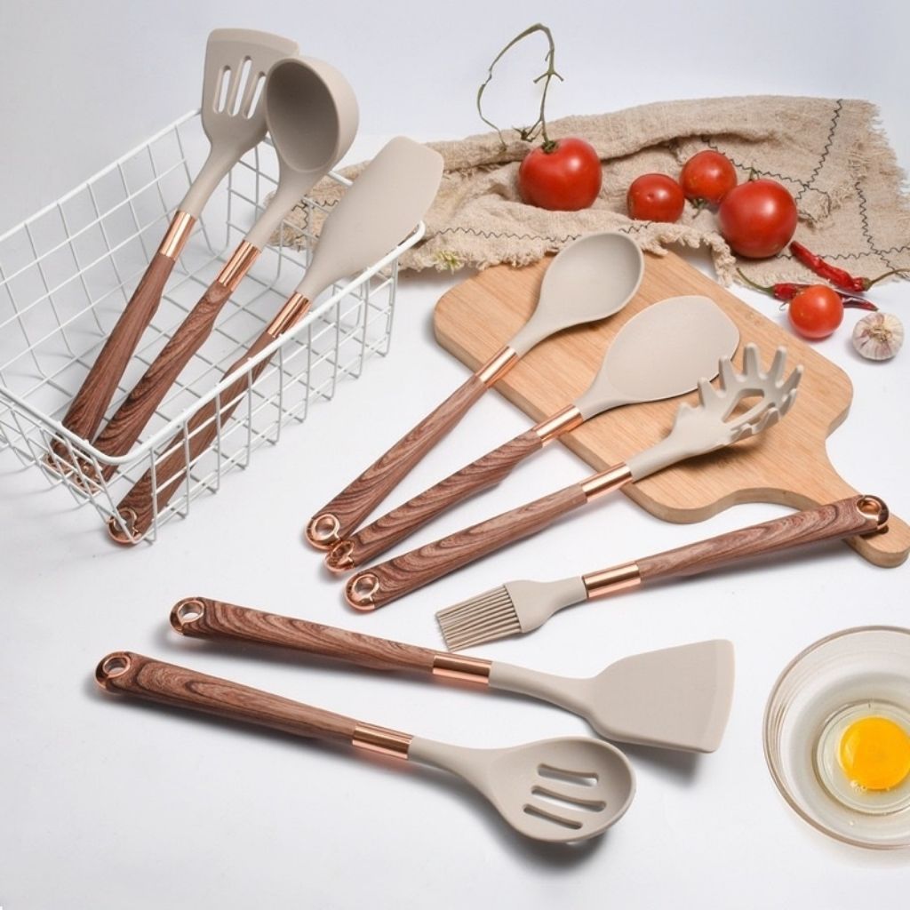 Essential silicone kitchen utensil collection providing everything needed for complete cooking and baking tasks.