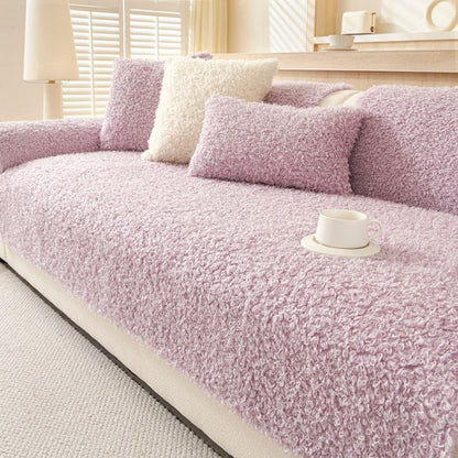 Close-up of thick polar fleece fabric texture, soft plush material for sofa cover warmth and comfort