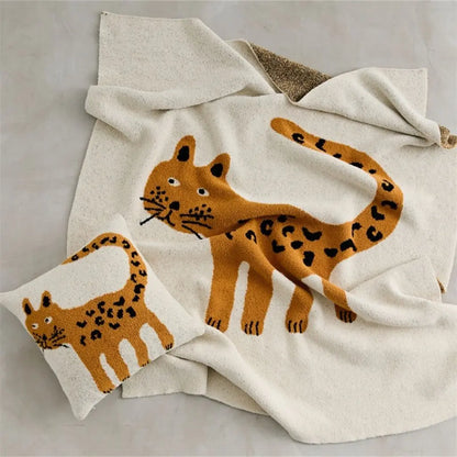 Half velvet leopard pattern throw blanket adding bold accent to living room and bedroom spaces