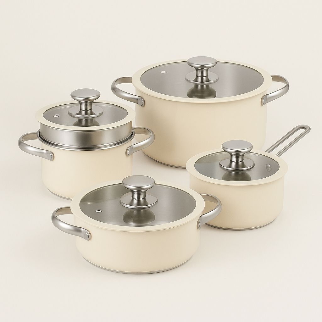 Multi-purpose cookware set covering all cooking needs from quick breakfasts to family dinners