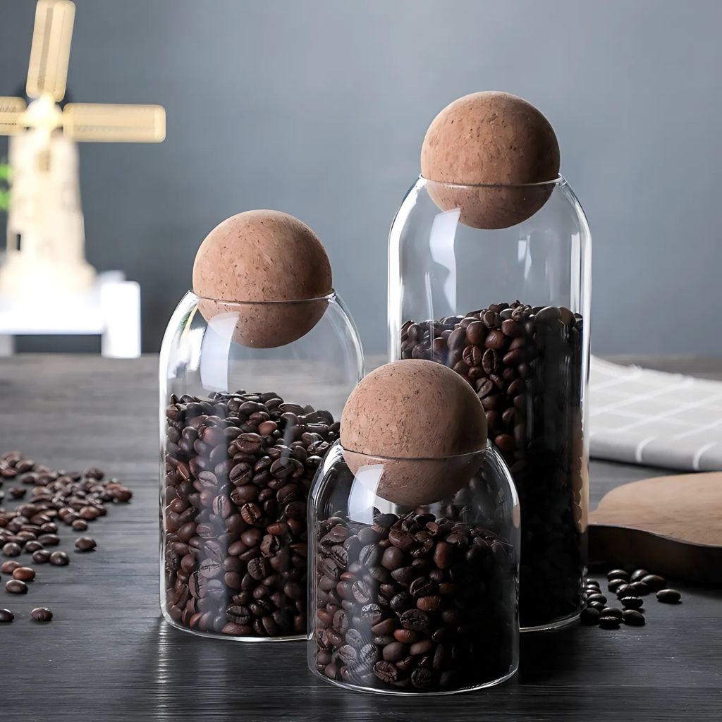 Minimalist glass storage jar set bringing style and functionality to kitchen organization
