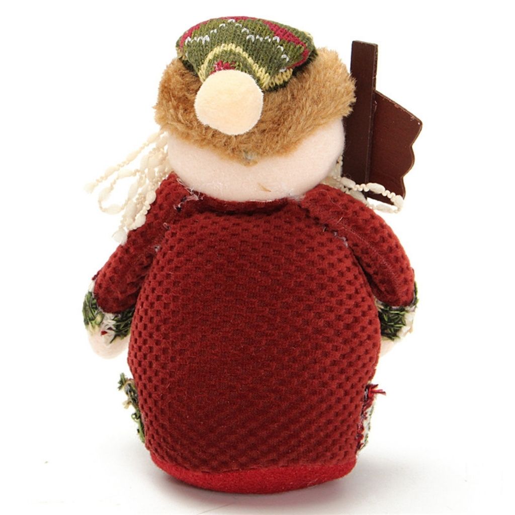 Plush holiday ornament with festive stitching and soft flannel fabric