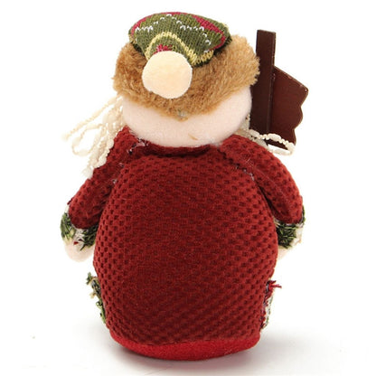 Plush holiday ornament with festive stitching and soft flannel fabric