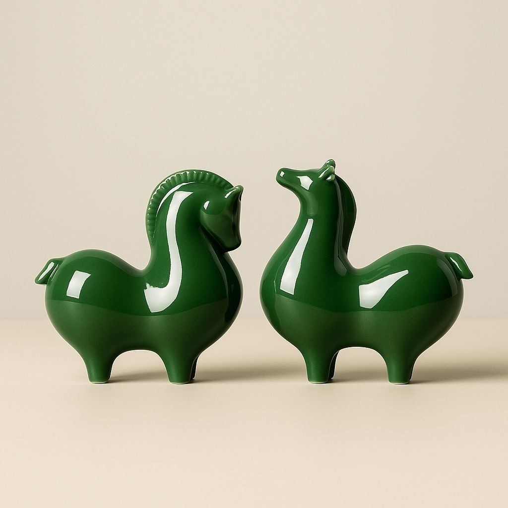 Celadon ceramic horse figurine feng shui good fortune home decor collectible statue