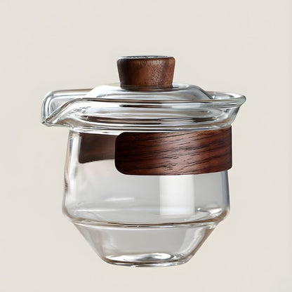 Heat resistant borosilicate gaiwan with reinforced base for hot tea steeping