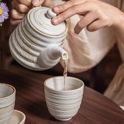 Textured ceramic teapot with handmade glaze finish and retro Nordic inspired design