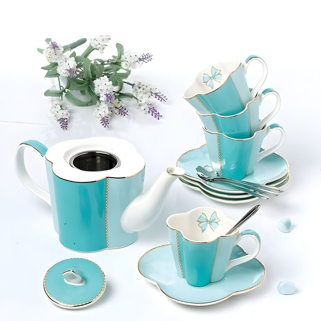  Ceramic teapot set with 650ml capacity for afternoon tea serving